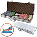 Poker chips set with aluminum chip case - 500 Full Color chips